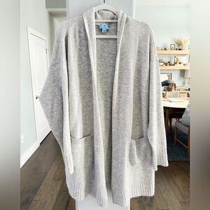 CeCe Light Gray Open-Front Cardigan